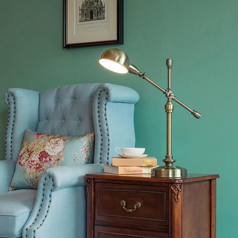 Vintage Antique Brass Adjustable Desk Lamp – Mid-Century Modern Task Light