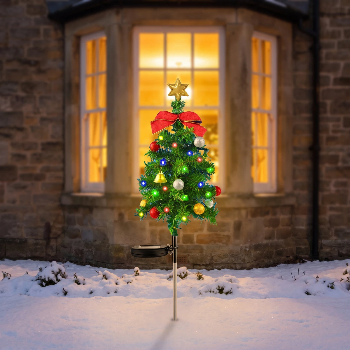 Solar Christmas Lights Tree Stakes, Stainless Steel — New 75cm Christmas tree (single unit)