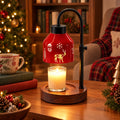 Christmas Candle Warmer Table Lamp - Black rod + walnut wood base