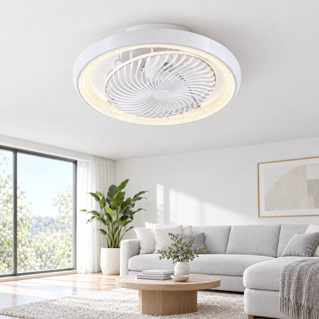 360° Oscillating Ceiling Fan with Light - Style 012 White