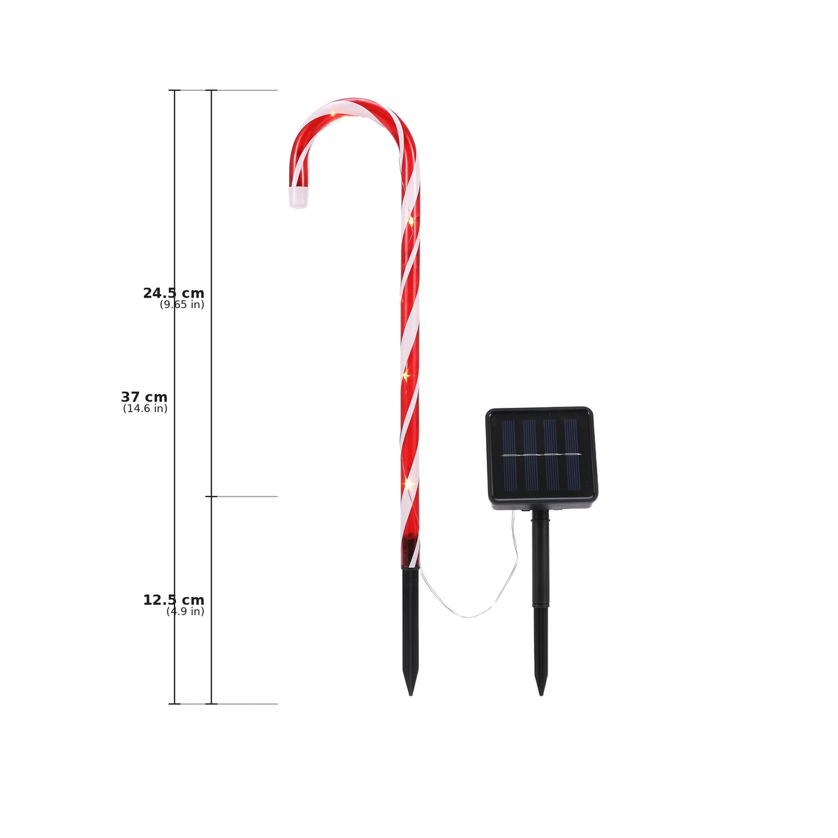 Candy Cane Solar Light Dimensions