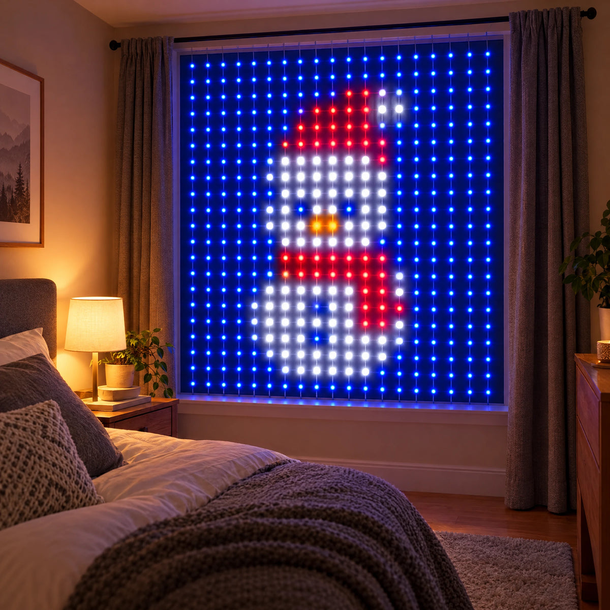 LED Christmas Lights Curtain - 62.99 x 62.99 in, 256 LEDs