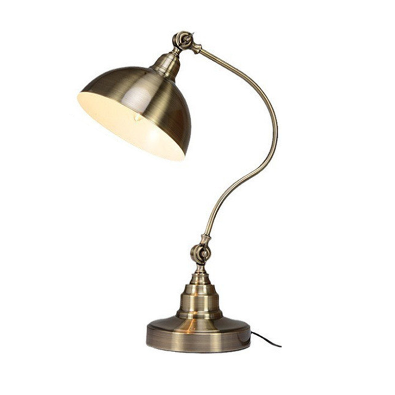Vintage Bronze Gooseneck LED Desk Lamp with Adjustable Metal Shade & Remote Control