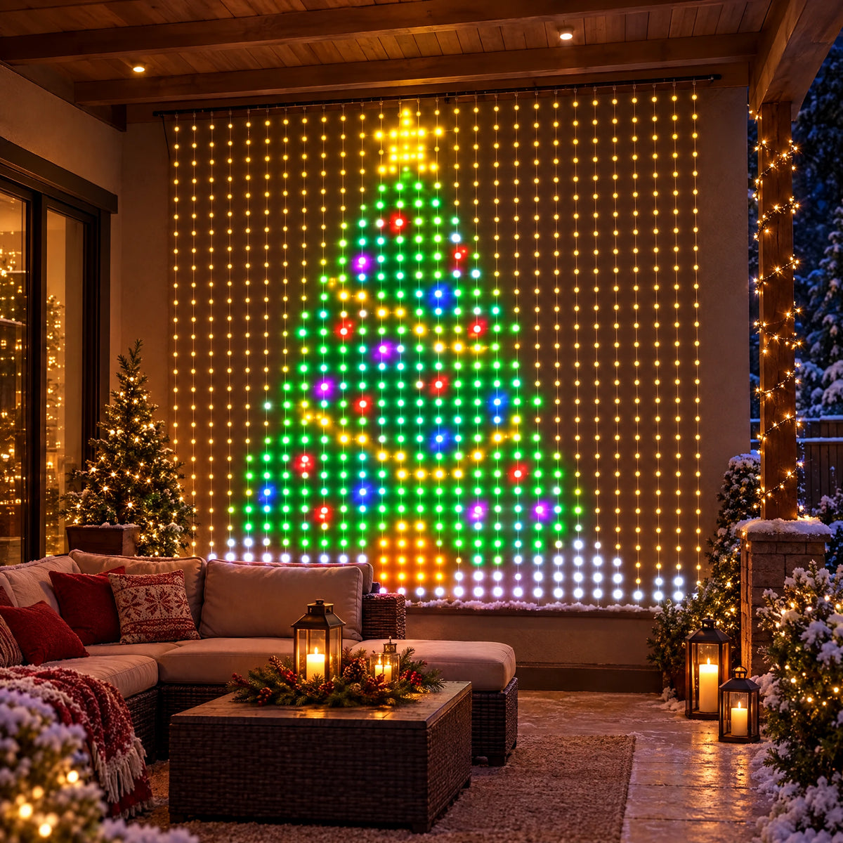 LED Christmas Lights Curtain - 118.11 x 118.11 in, 400 LEDs
