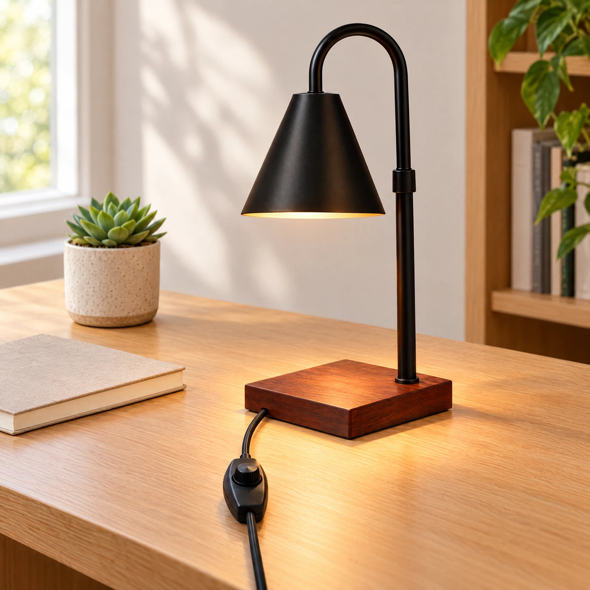 Black Cone Candle Warmer Lamp - Stepless Dimmer