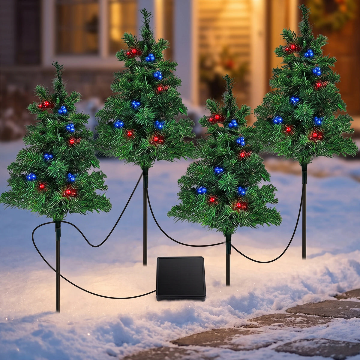 Solar Christmas Tree Stake Lights - One to Four Set
