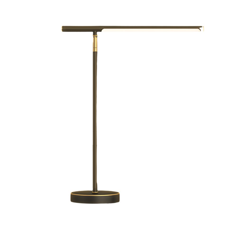 Modern Linear LED Desk Lamp, Adjustable Angle, Brushed Copper, Integrated 24W LED, 3 Color Temperatures
