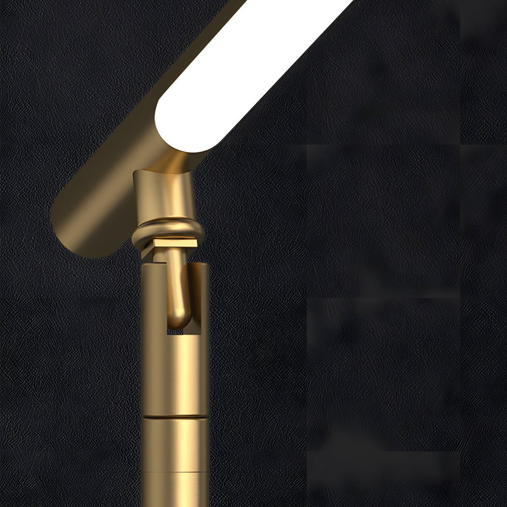Modern Linear LED Desk Lamp, Adjustable Angle, Brushed Copper, Integrated 24W LED, 3 Color Temperatures
