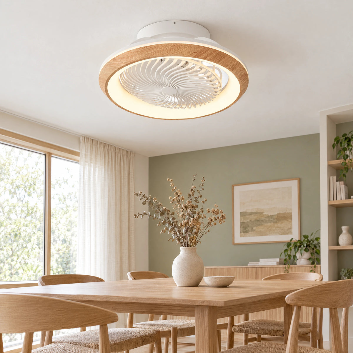 360° Oscillating Ceiling Fan with Light - Style 008 Wood Grain