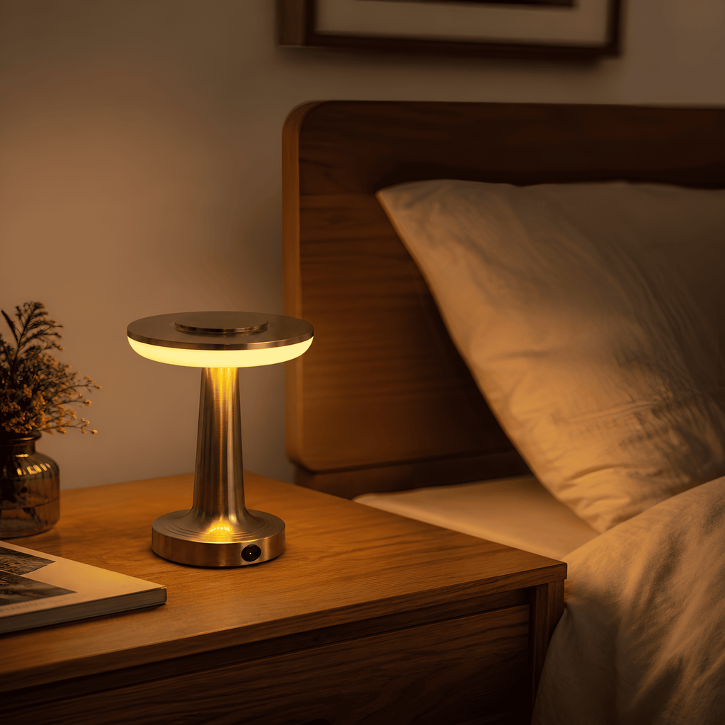 Rechargeable Metal Desk Lamp Touch Dimmable LED Table Lamp Cordless Bedside Ligh