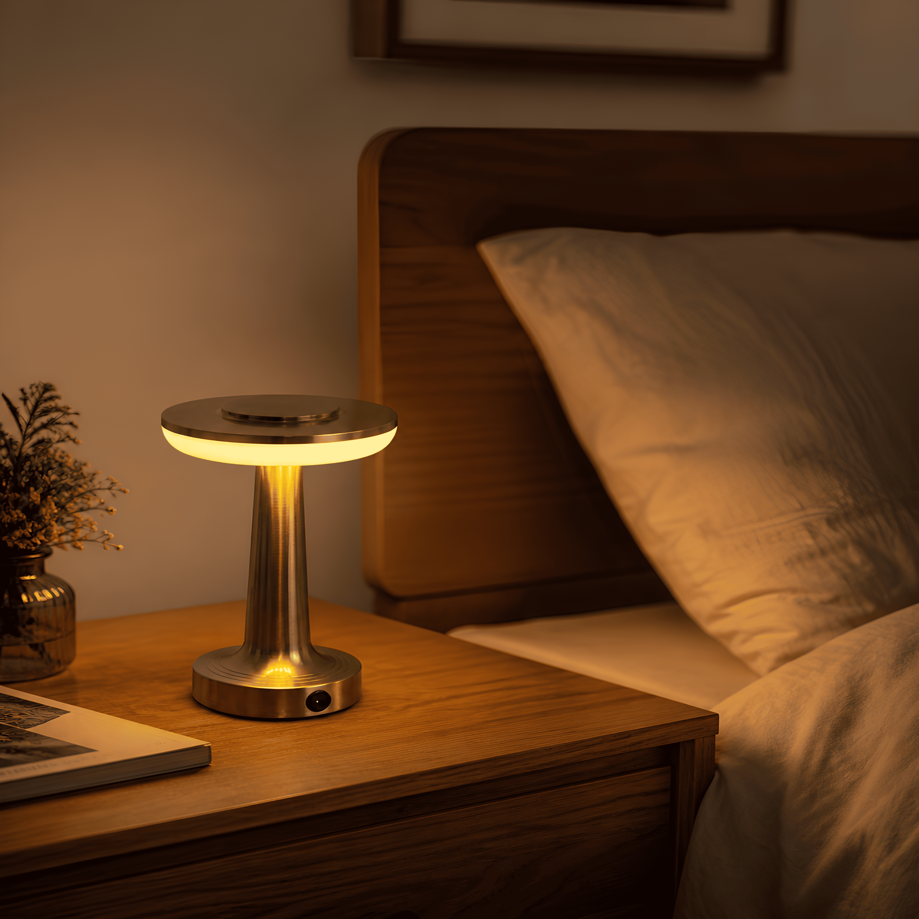 Rechargeable Metal Desk Lamp Touch Dimmable LED Table Lamp Cordless Bedside Ligh