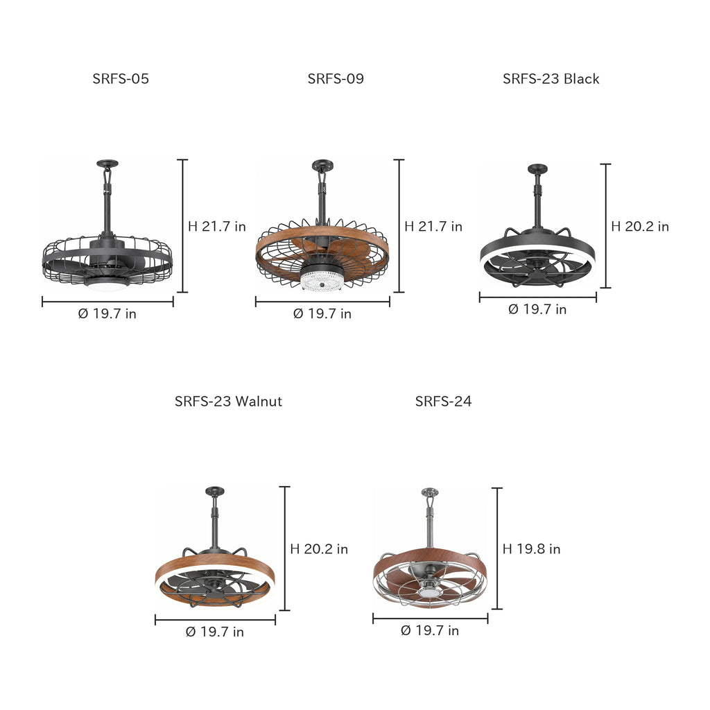 Outdoor Ceiling Fan with LED Light - Dimensions