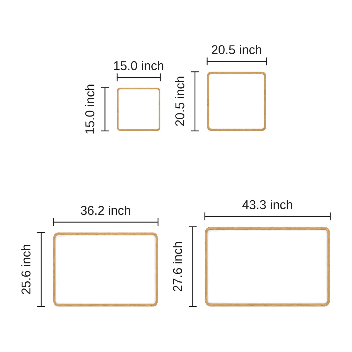 Slim Wood-Grain Flush Mount dimensions