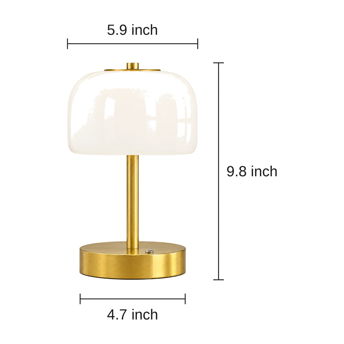 Glass Shade Cordless Table Lamp dimensions