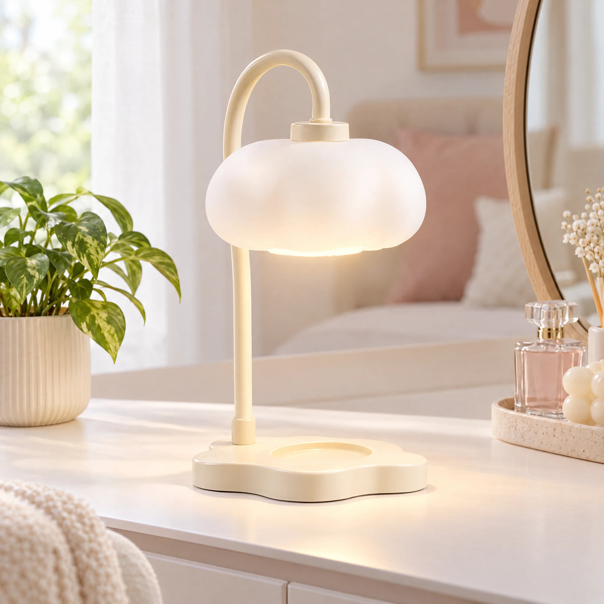 Cloud Candle Warmer Table Lamp - Milky White Shade