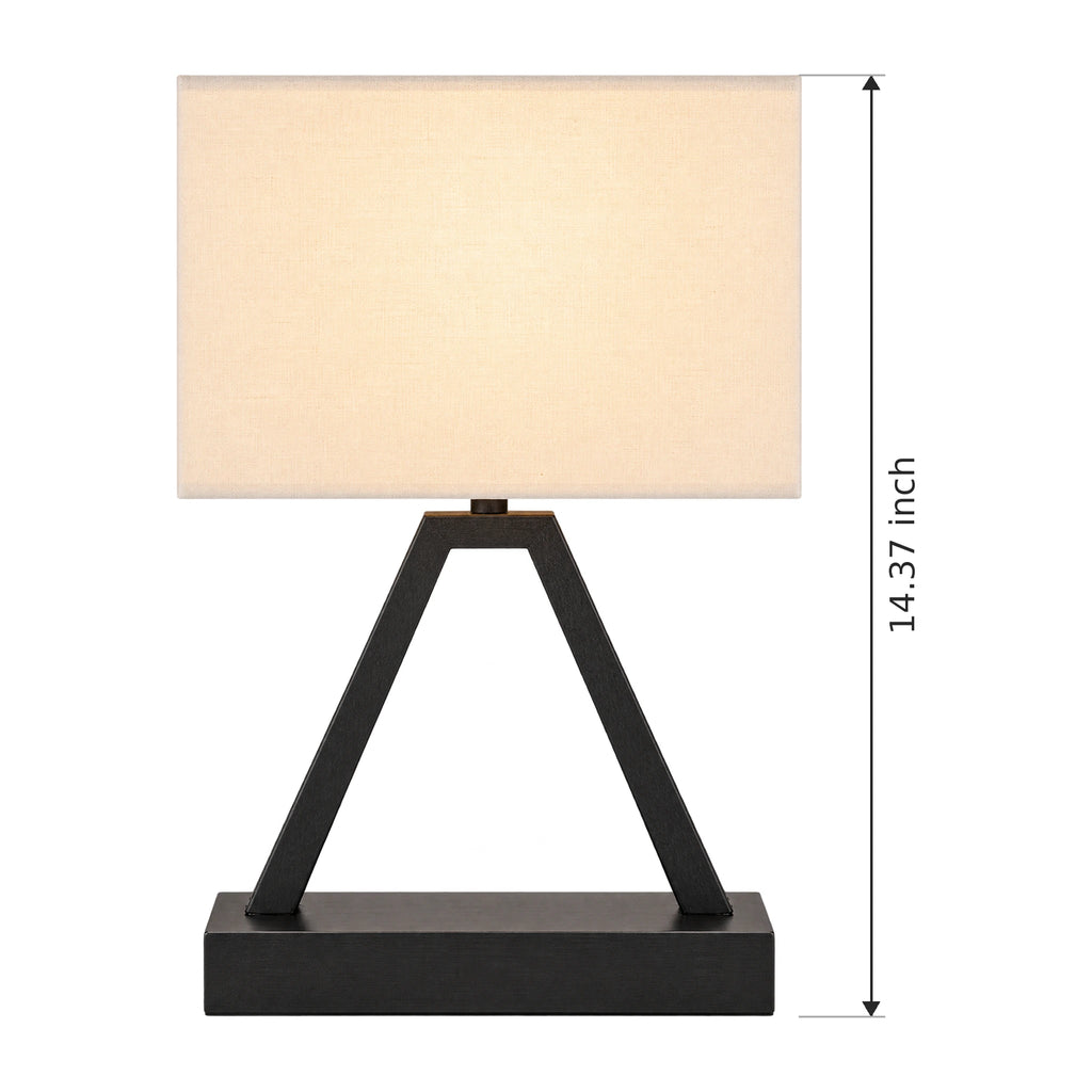 Bedside Table Lamp with 3-Way Touch Dimming, USB-A/USB-C & AC Outlet - Dimensions
