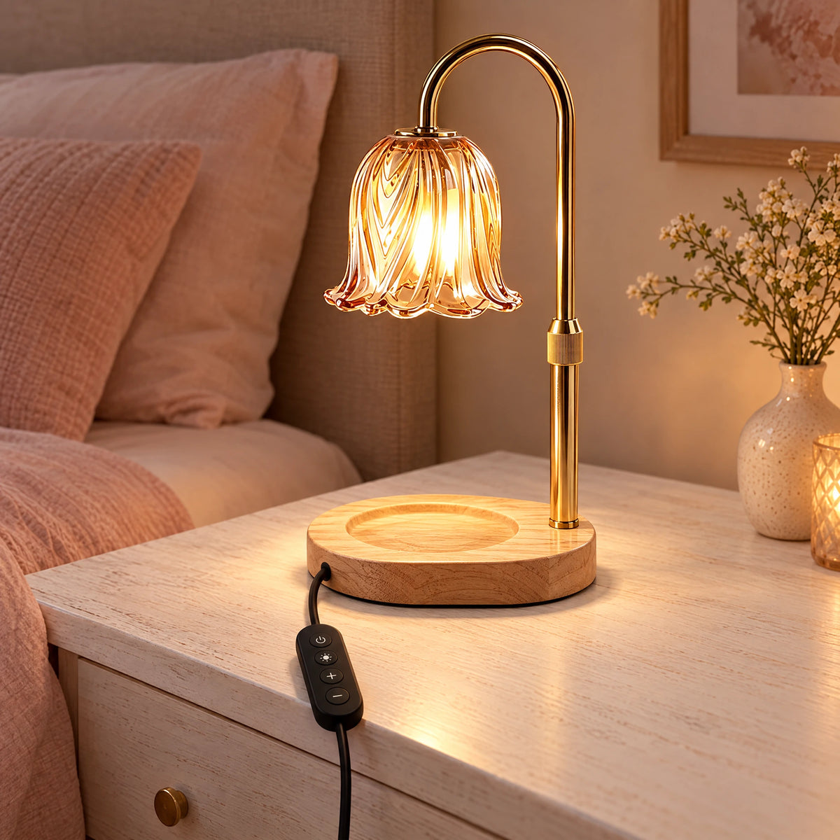 Lily of the Valley Candle Warmer Lamp - Gold, Timer Dimmer