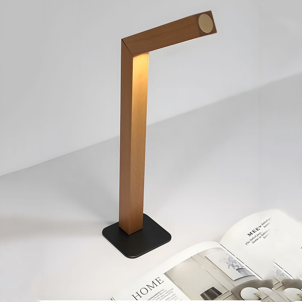 Rechargeable LED Wooden Bedside Table Lamp, Touch Control, Magnetic Base, 5000K Natural Light