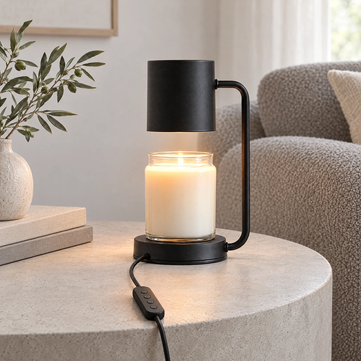 Cylinder Shade Candle Warmer Lamp - Black, Timer Dimmer