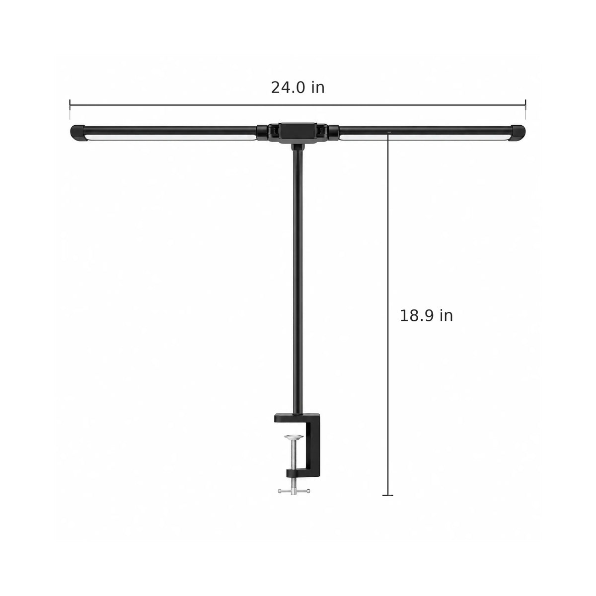 Double-Head Clip LED Desk Lamp - Dimensions