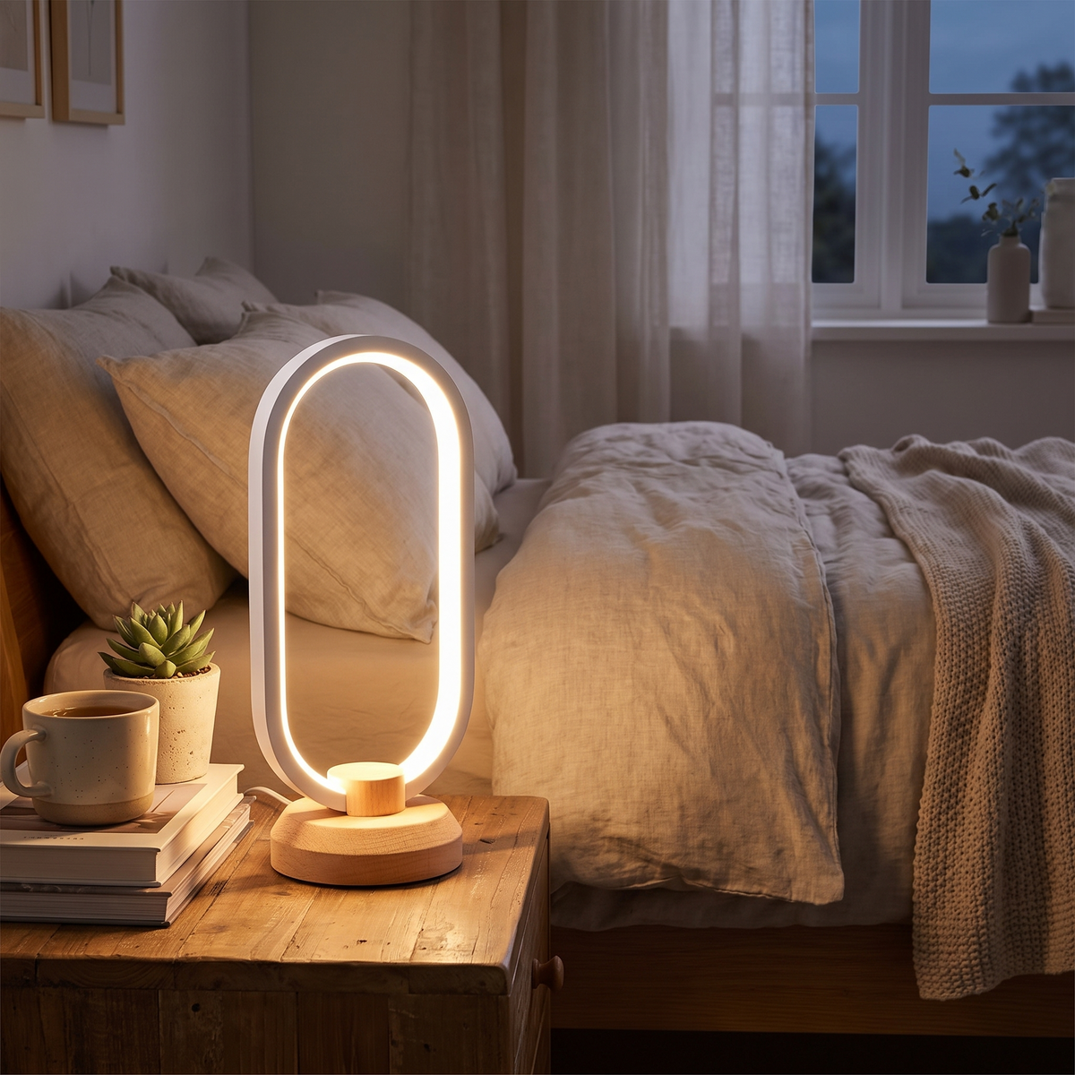 Modern Oval LED Table Lamp - lifestyle