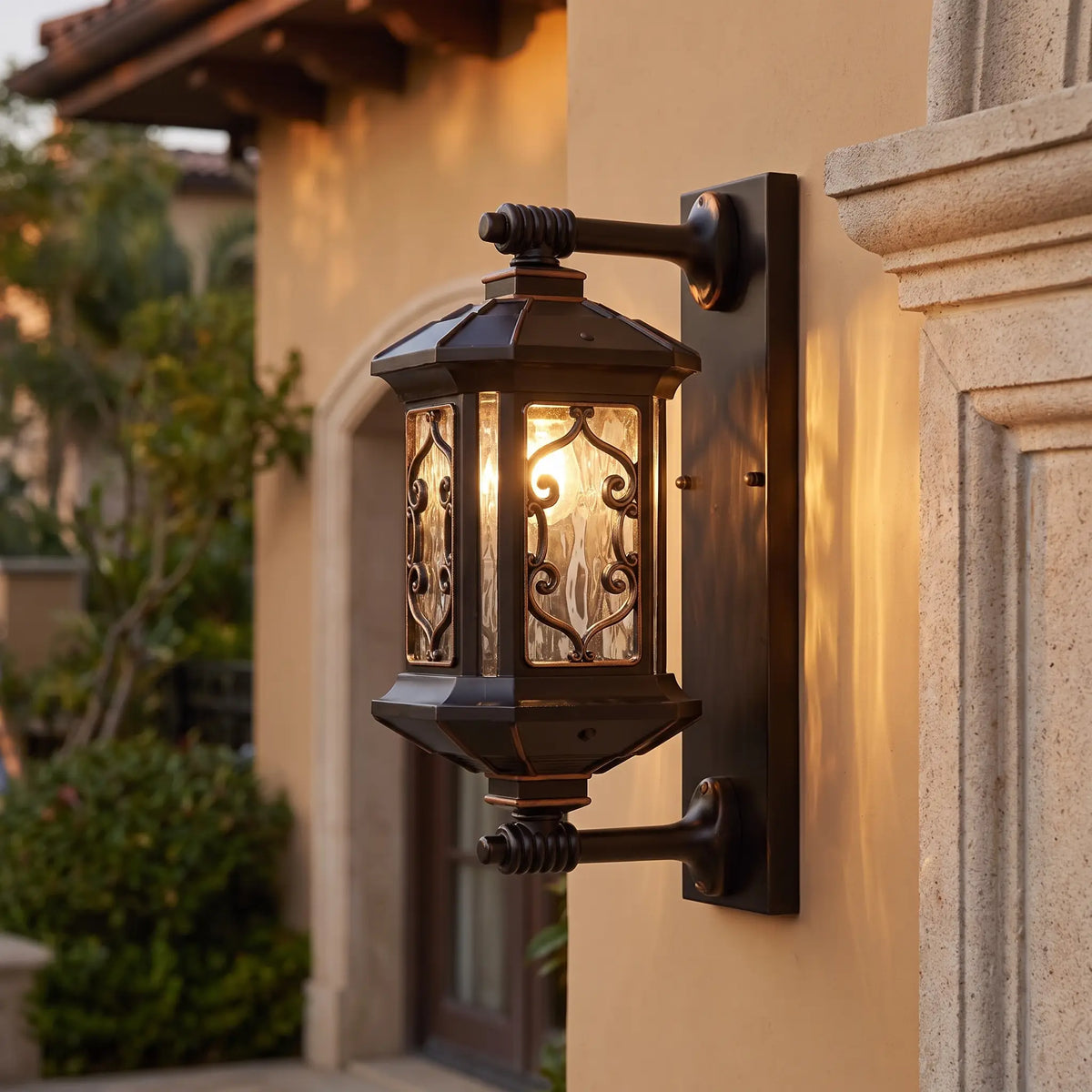 European Style Outdoor Wall Lamp - Golden gourd 41cm straight-arm clear glass variant