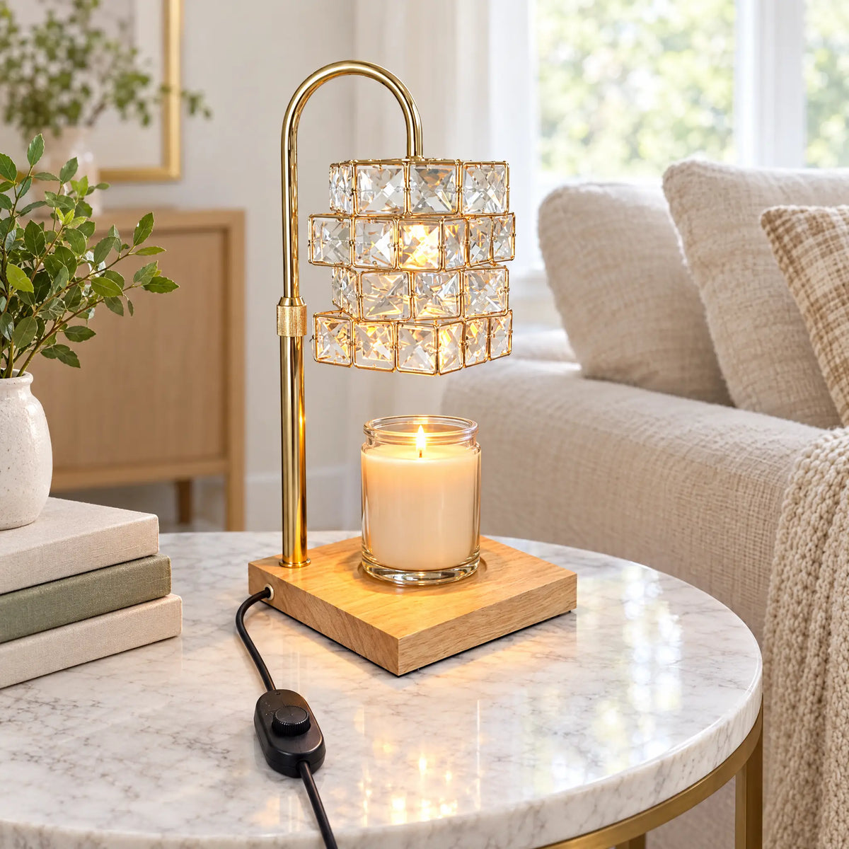 Crystal Shade Candle Warmer Lamp - Dimmer Switch