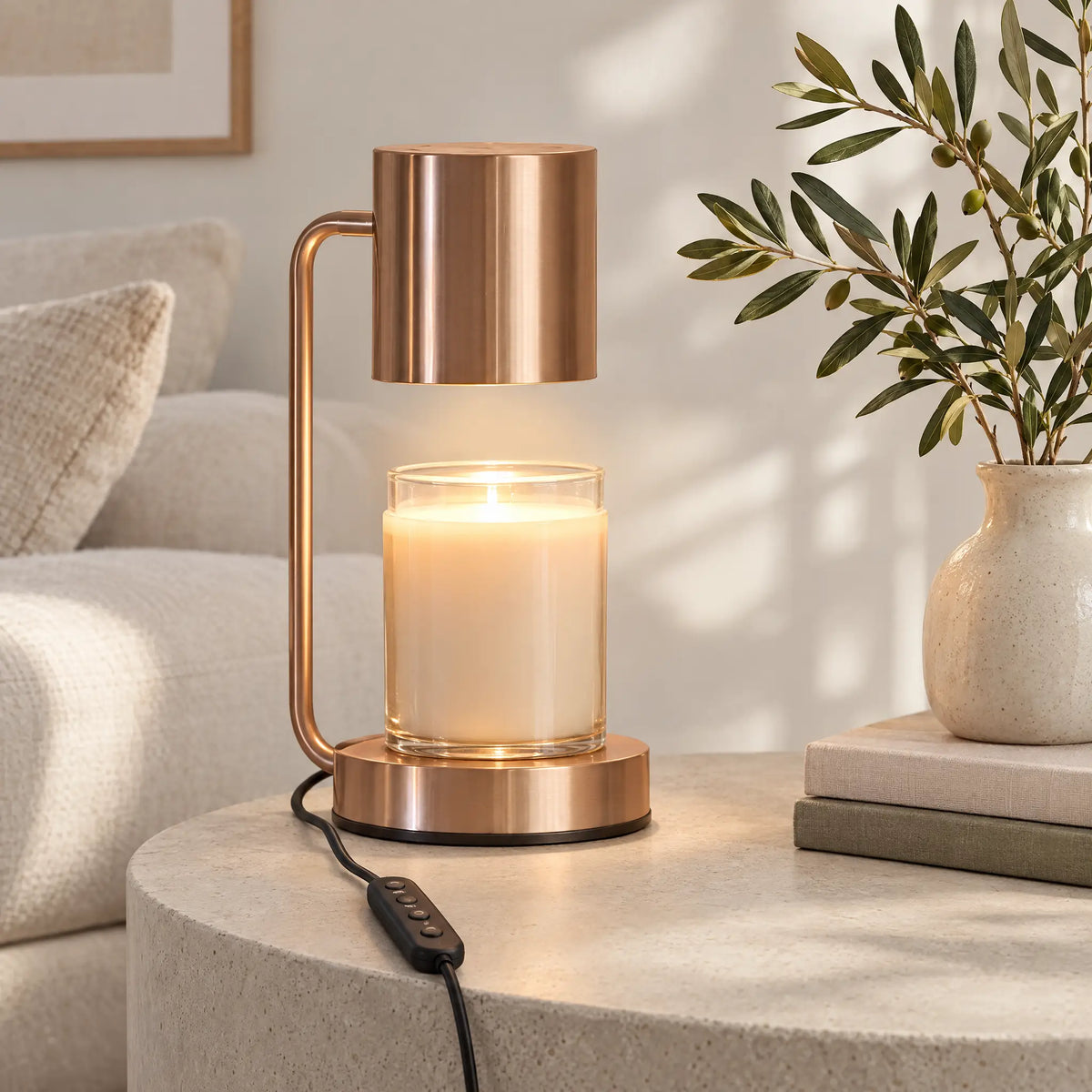 Iron Can Candle Warmer Lamp - Gold, Timer Dimmer