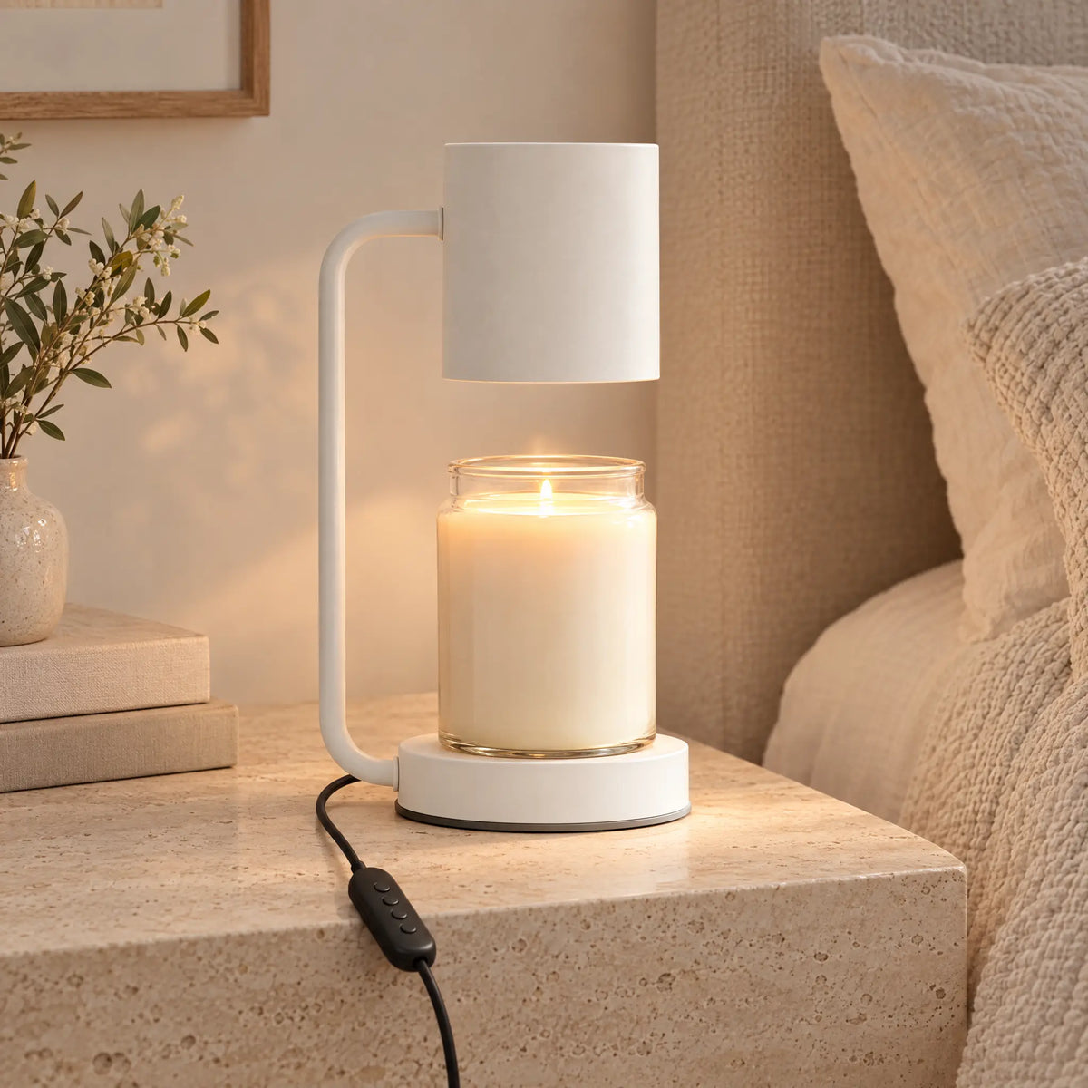 Iron Can Candle Warmer Lamp - White, Timer Dimmer