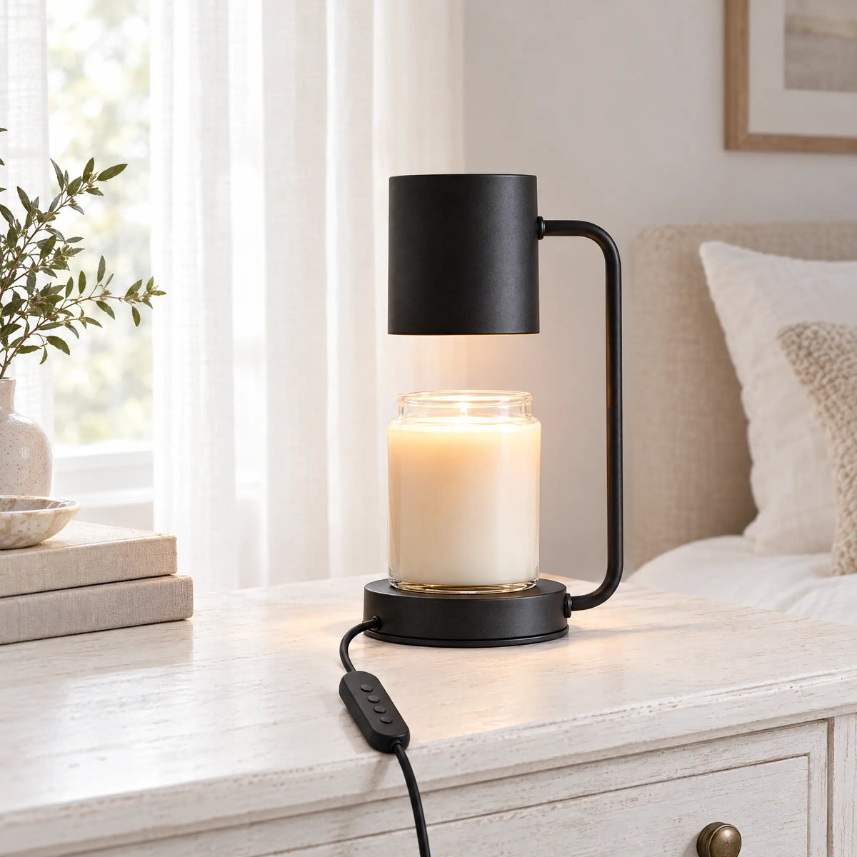 Iron Can Candle Warmer Lamp - Black, Timer Dimmer