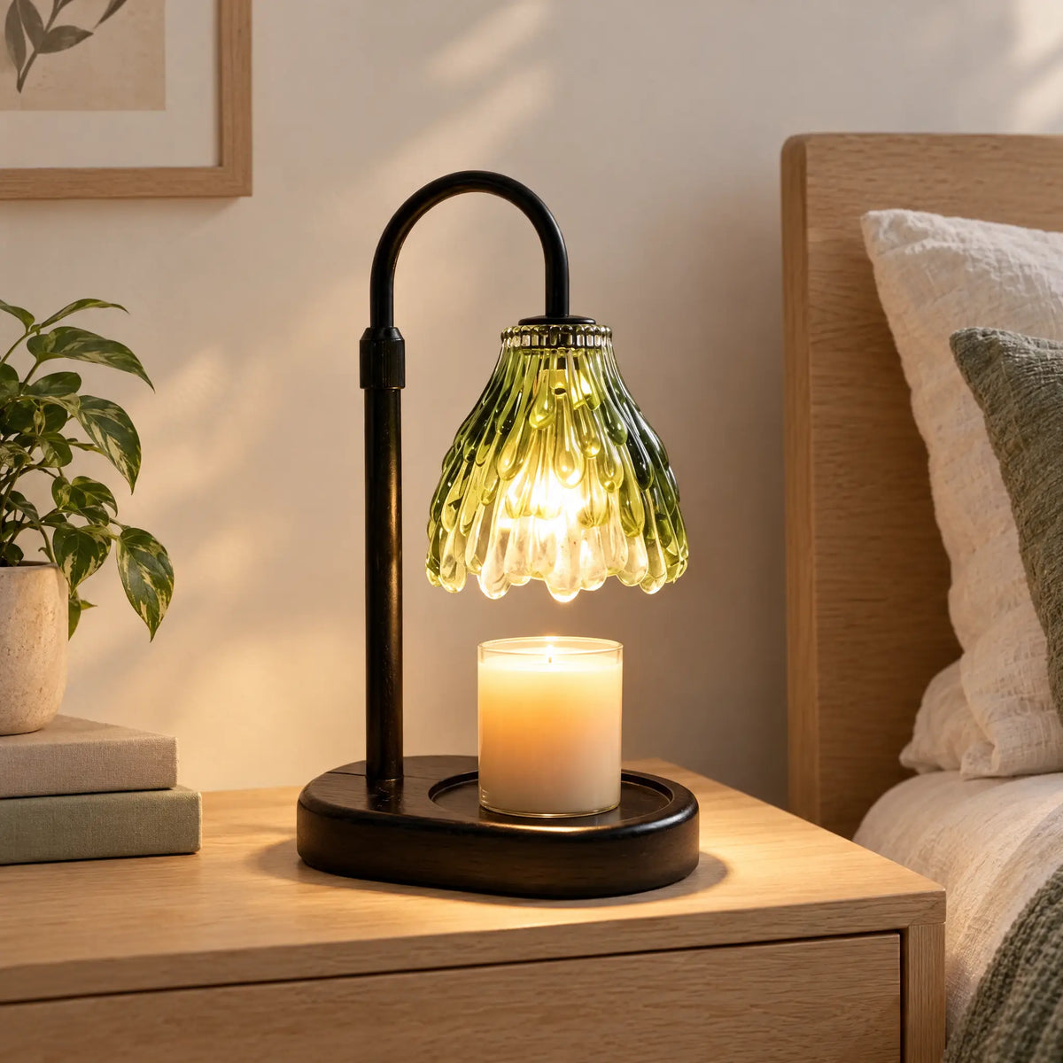 Flower Shade Candle Warmer Lamp - Green