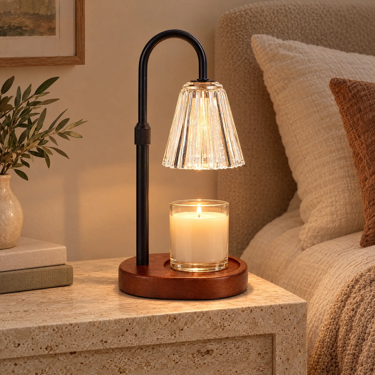 Ribbed Glass Candle Warmer Lamp