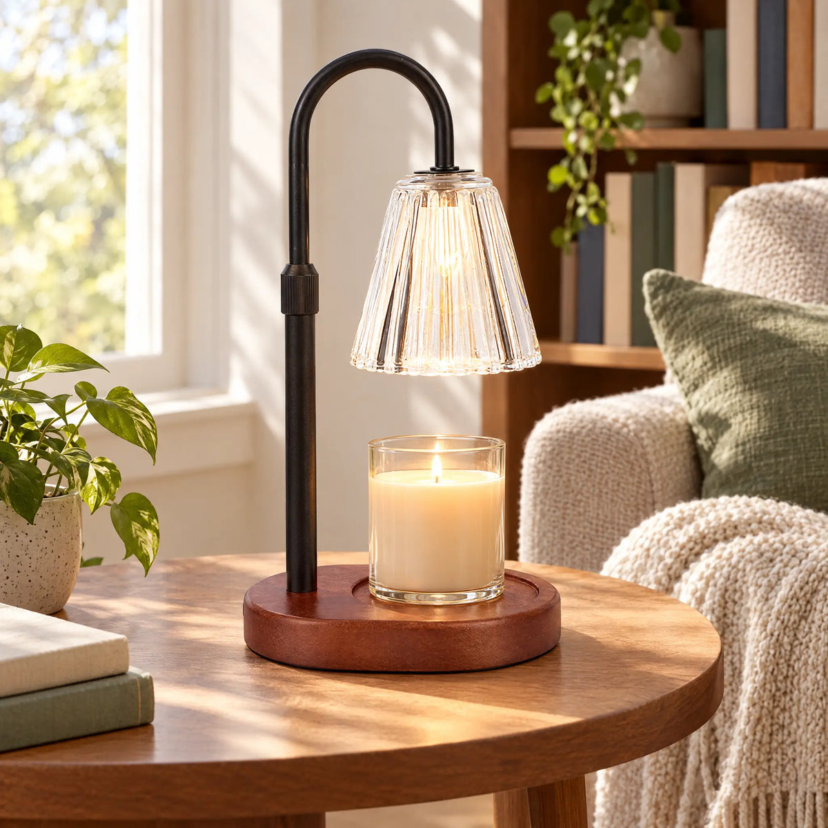 Ribbed Glass Candle Warmer Lamp - Transparent Clear