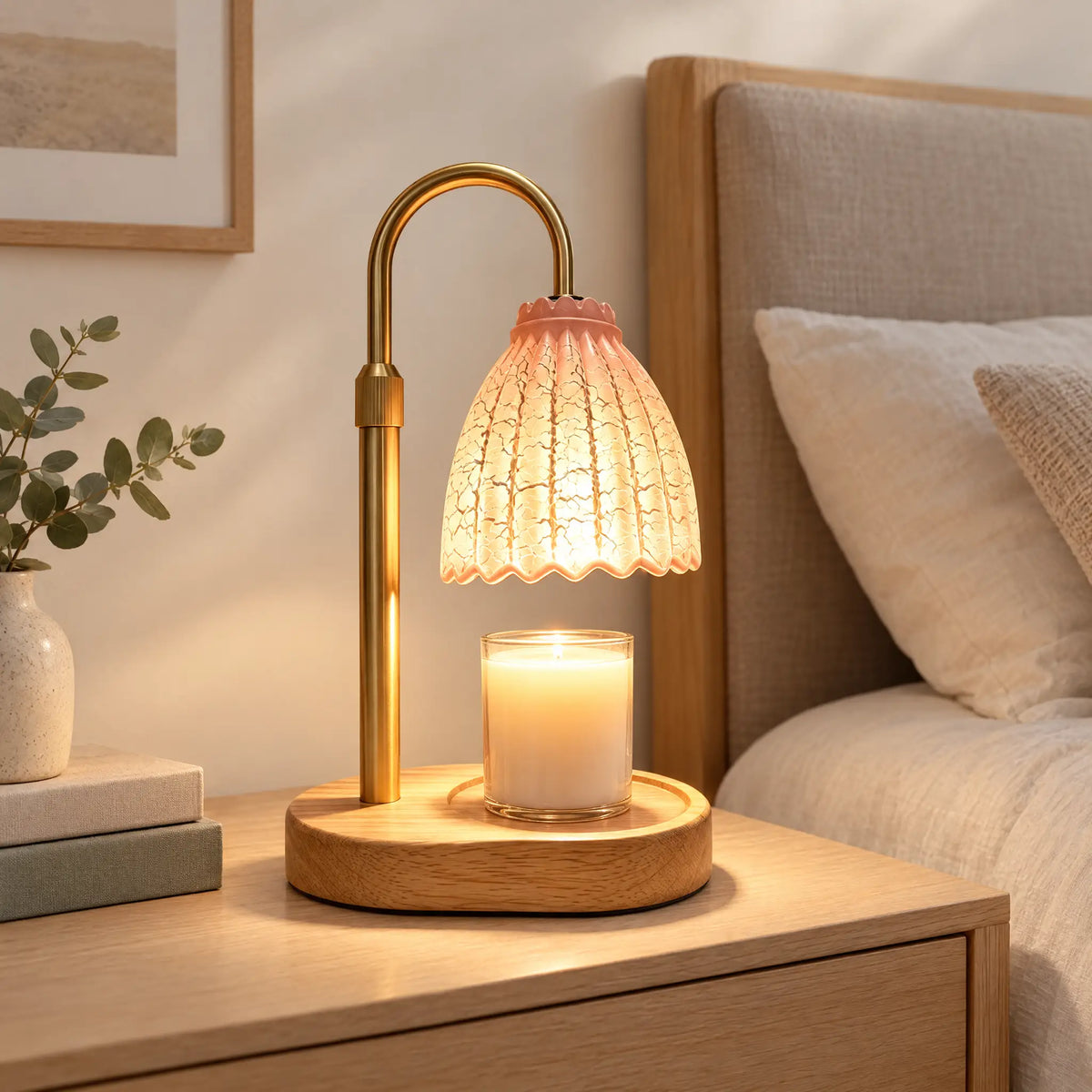 Fluted Bell Candle Warmer Lamp - Ice-crack Textured