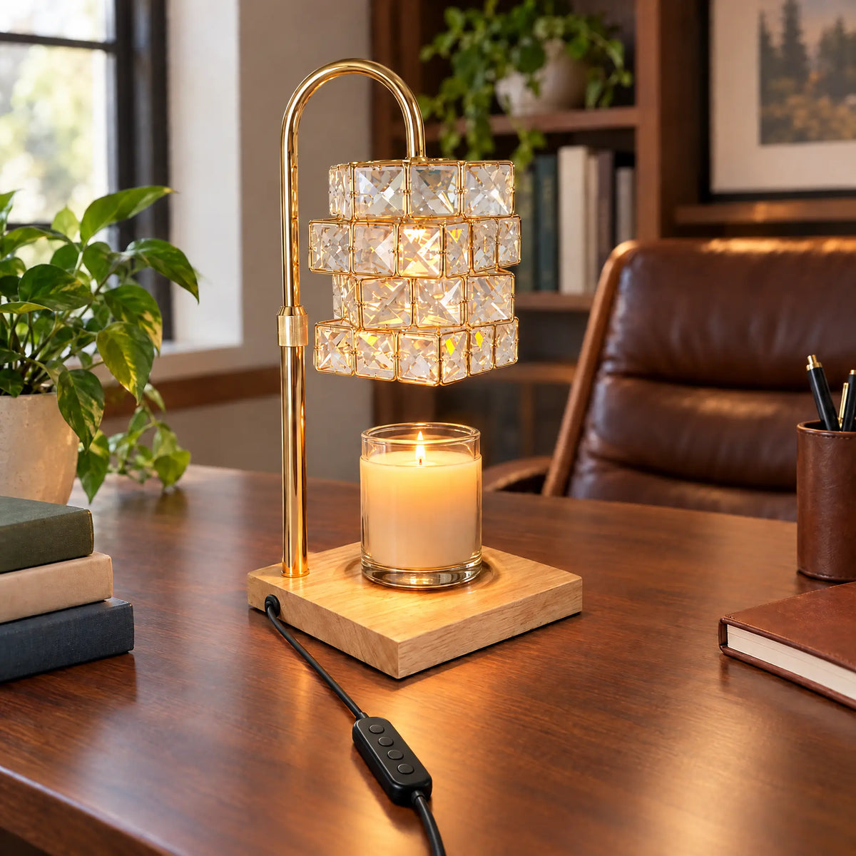 Crystal Shade Candle Warmer Lamp - Timer Dimmer
