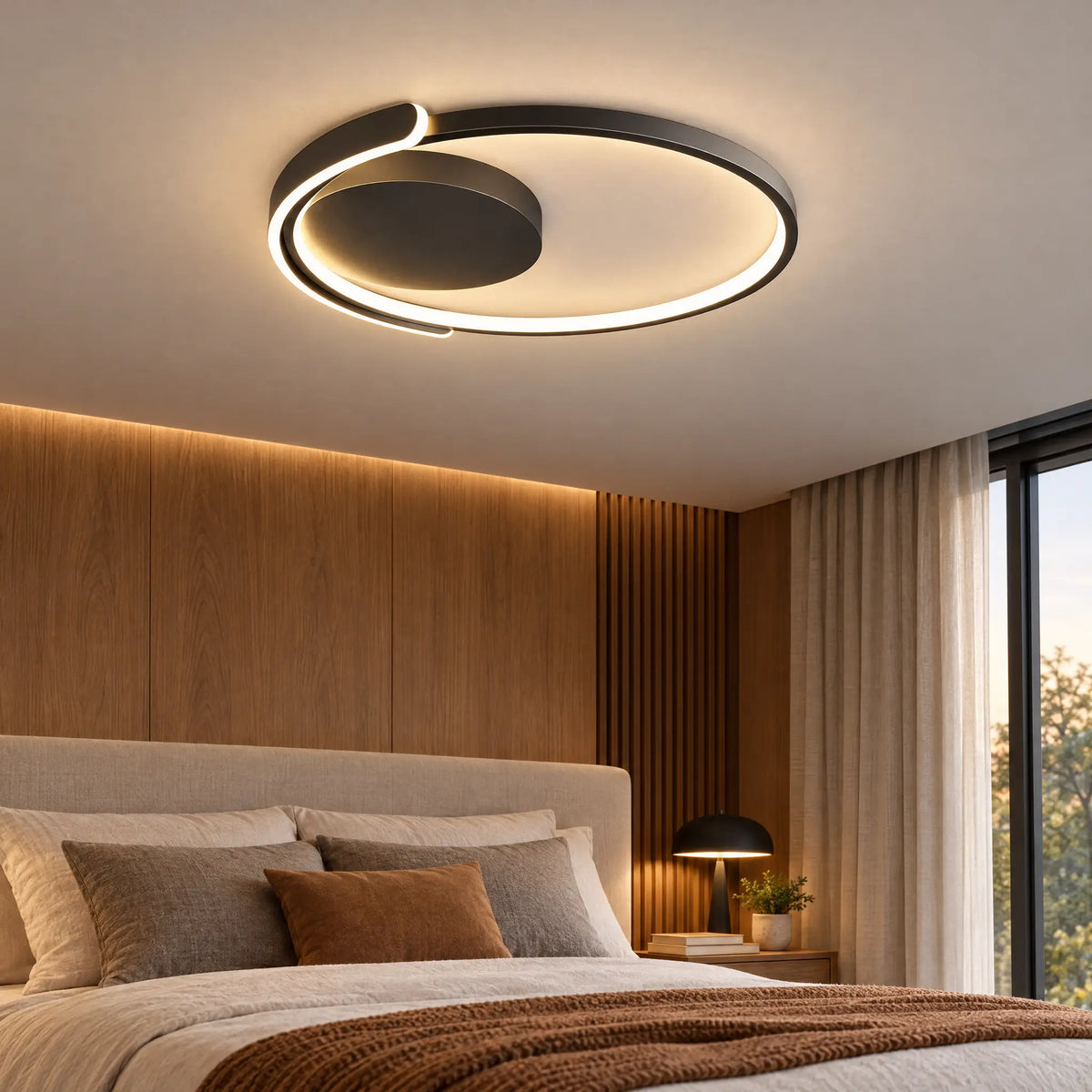 Modern Flush Mount Ceiling Light, 19.69 in Round or Square, 56W LED