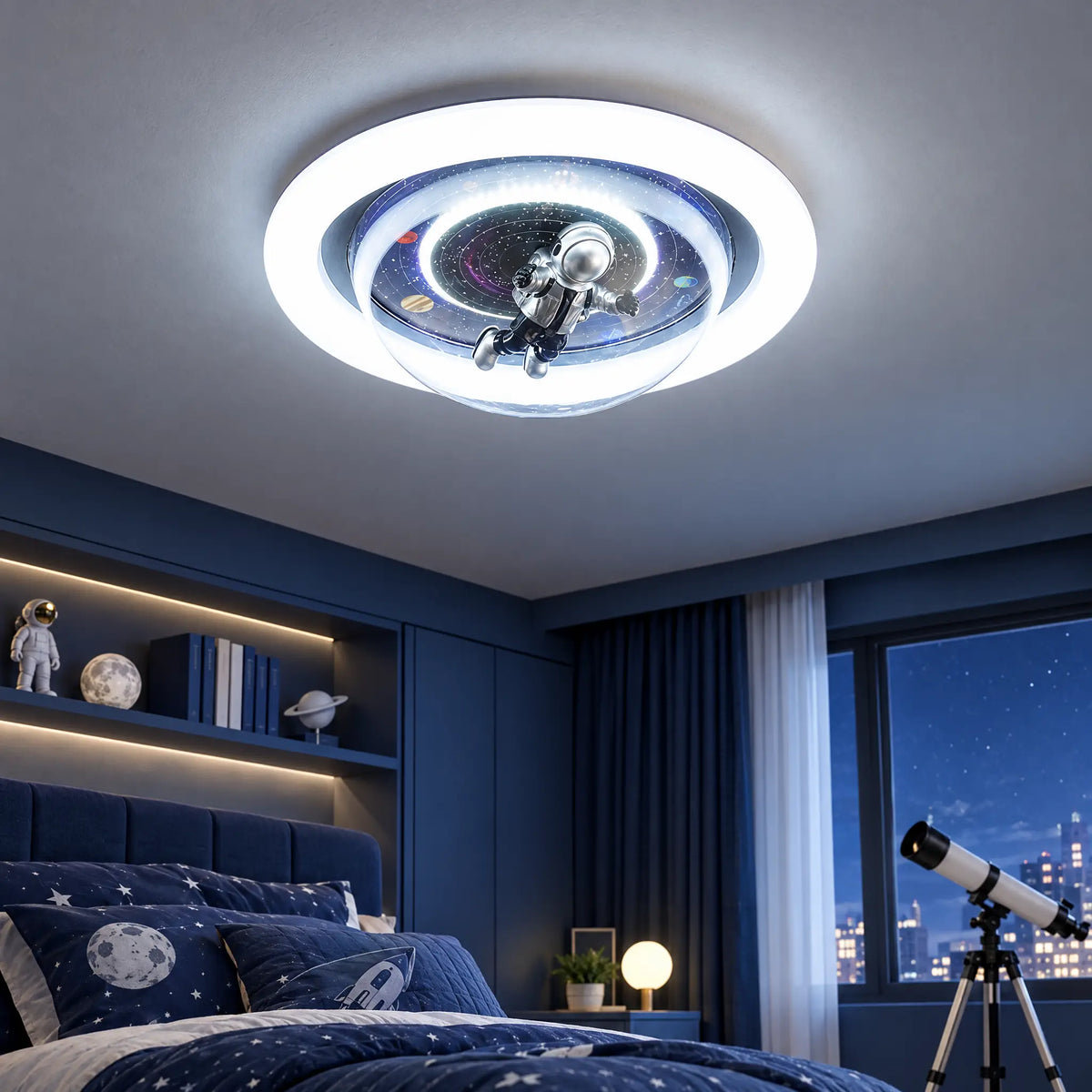 Astronaut Flush Mount Ceiling Light, 19.69 in LED with Acrylic Dome - Style A93