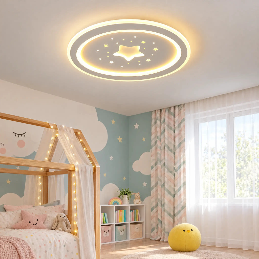 Star Flush Mount Ceiling Light, 19.69 in Round LED with Acrylic Shade