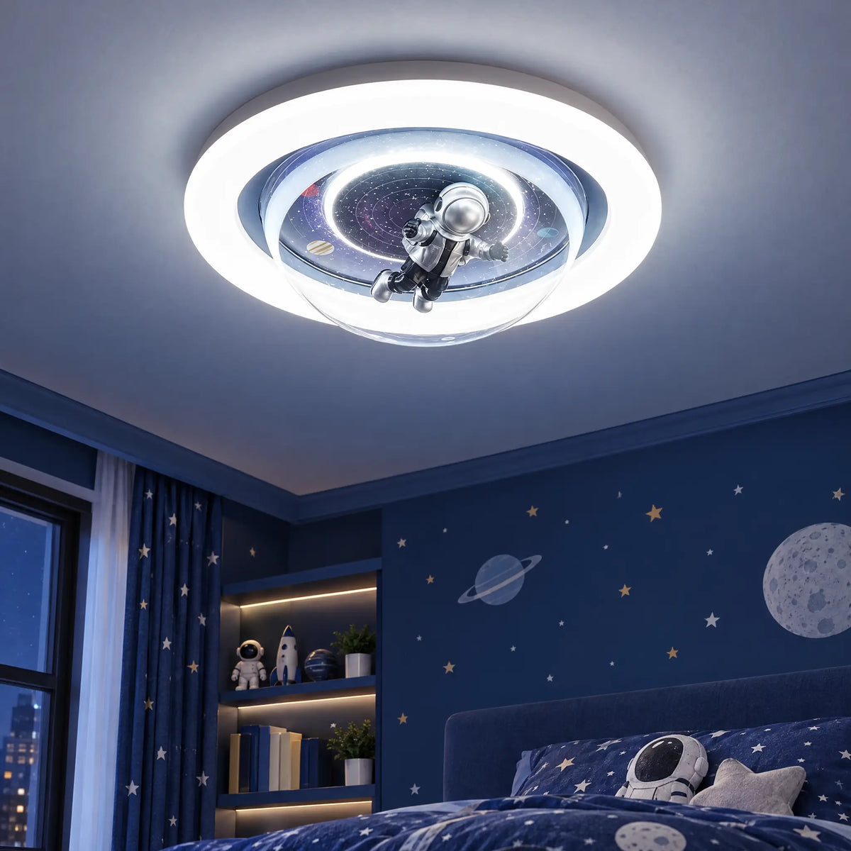 Astronaut Flush Mount Ceiling Light, 19.69 in LED with Acrylic Dome