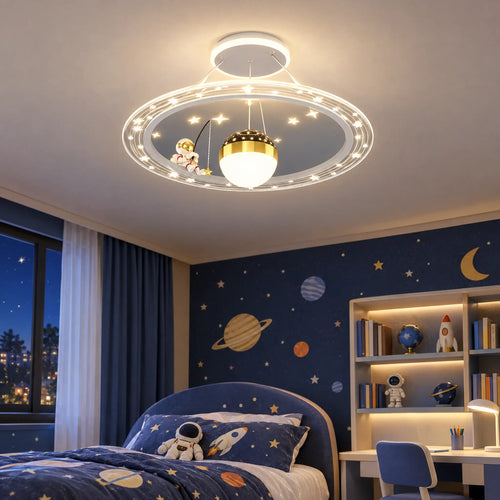 Astronaut LED Ceiling Light Fixture for Kids Room, 19.69 in Ring