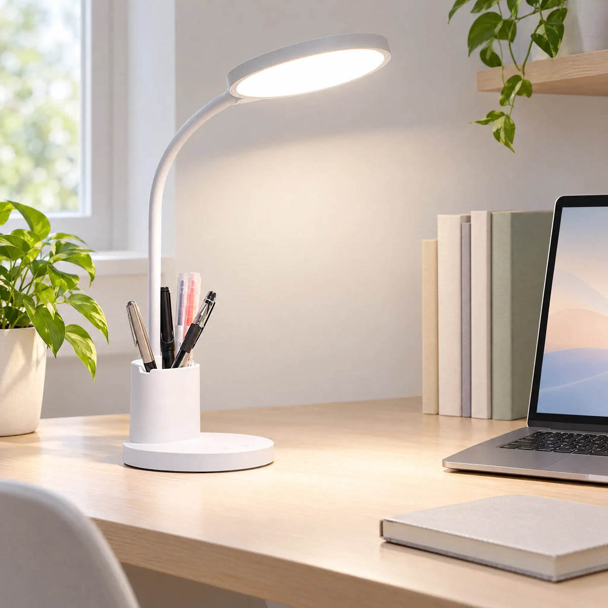 Rechargeable LED Desk Lamp with Pen Holder and 3 Color Modes