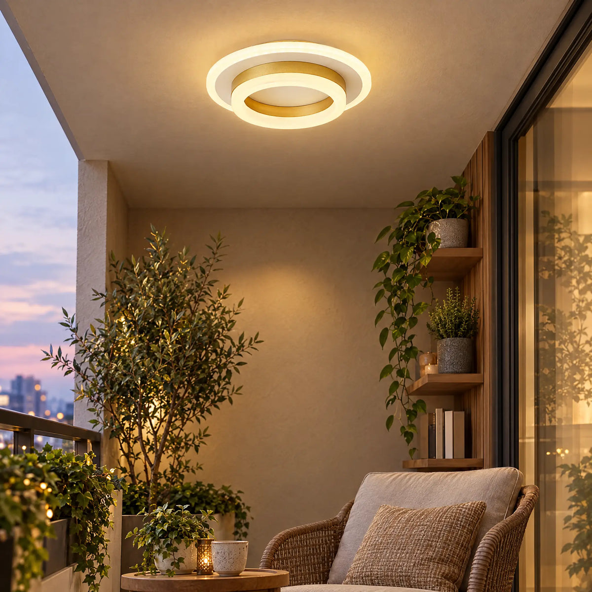 Square or Round Flush Mount Ceiling Light, 3-Color LED, Black or Gold - Round Gold
