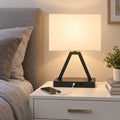 Bedside Table Lamp with 3-Way Touch Dimming, USB-A/USB-C & AC Outlet