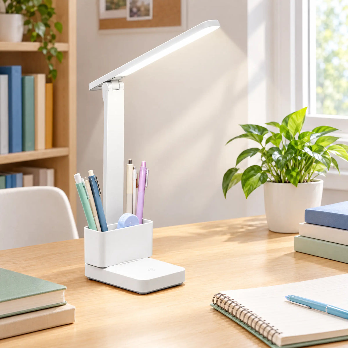Foldable LED Desk Lamp with Pen Holder, Phone Stand & USB-C Port