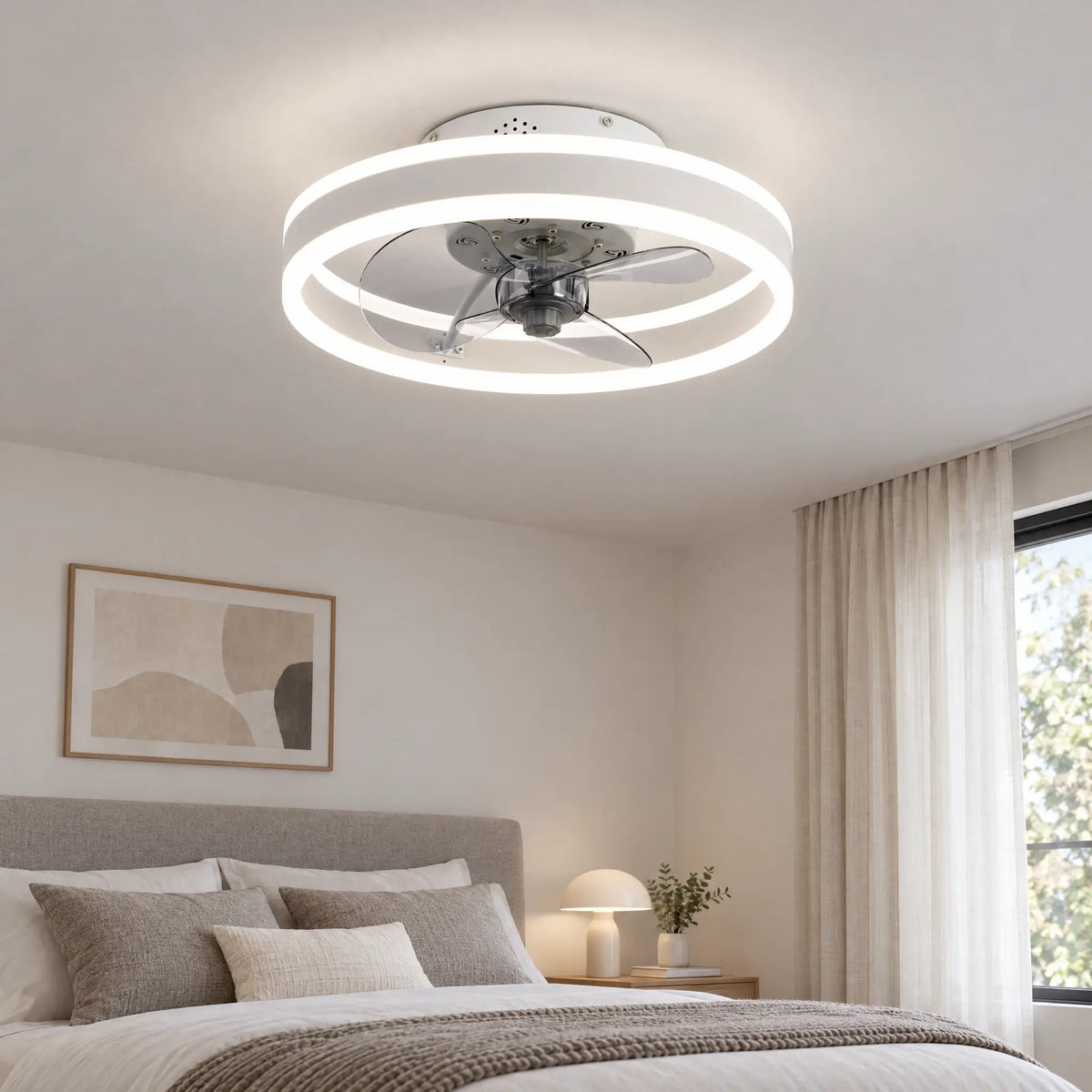 Ceiling Fans with Lights, Double Ring, 15.7 in & 19.7 in, Remote & App