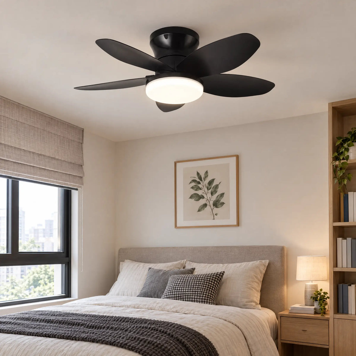 Ceiling Fan with LED Light, 5 Blades, 25 in to 42 in, Remote Control - Black25