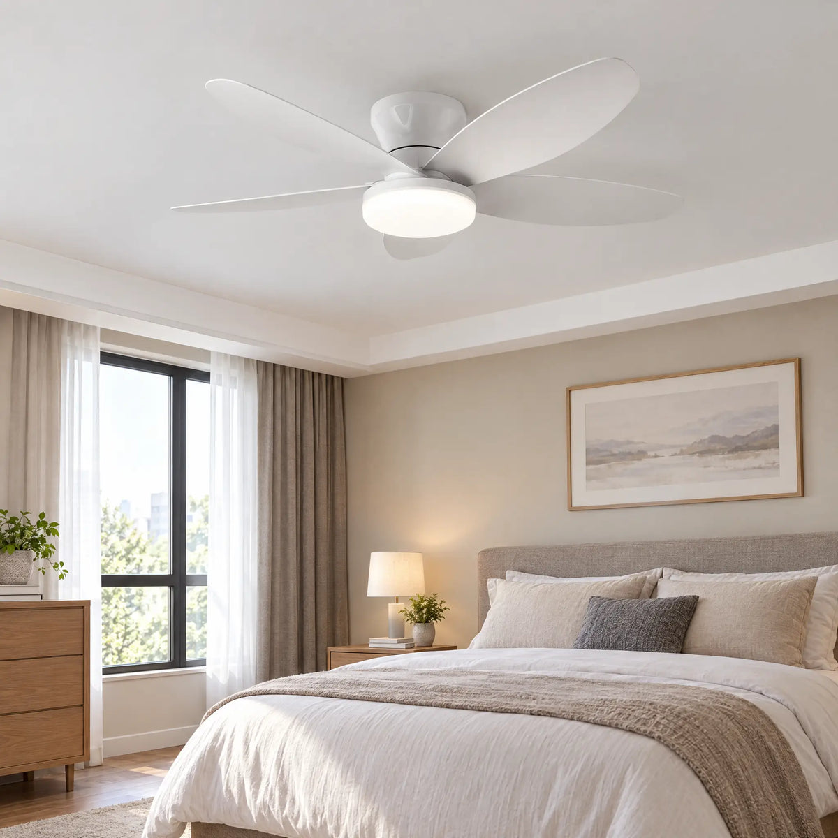 Ceiling Fan with LED Light, 5 Blades, 25 in to 42 in, Remote Control - White36