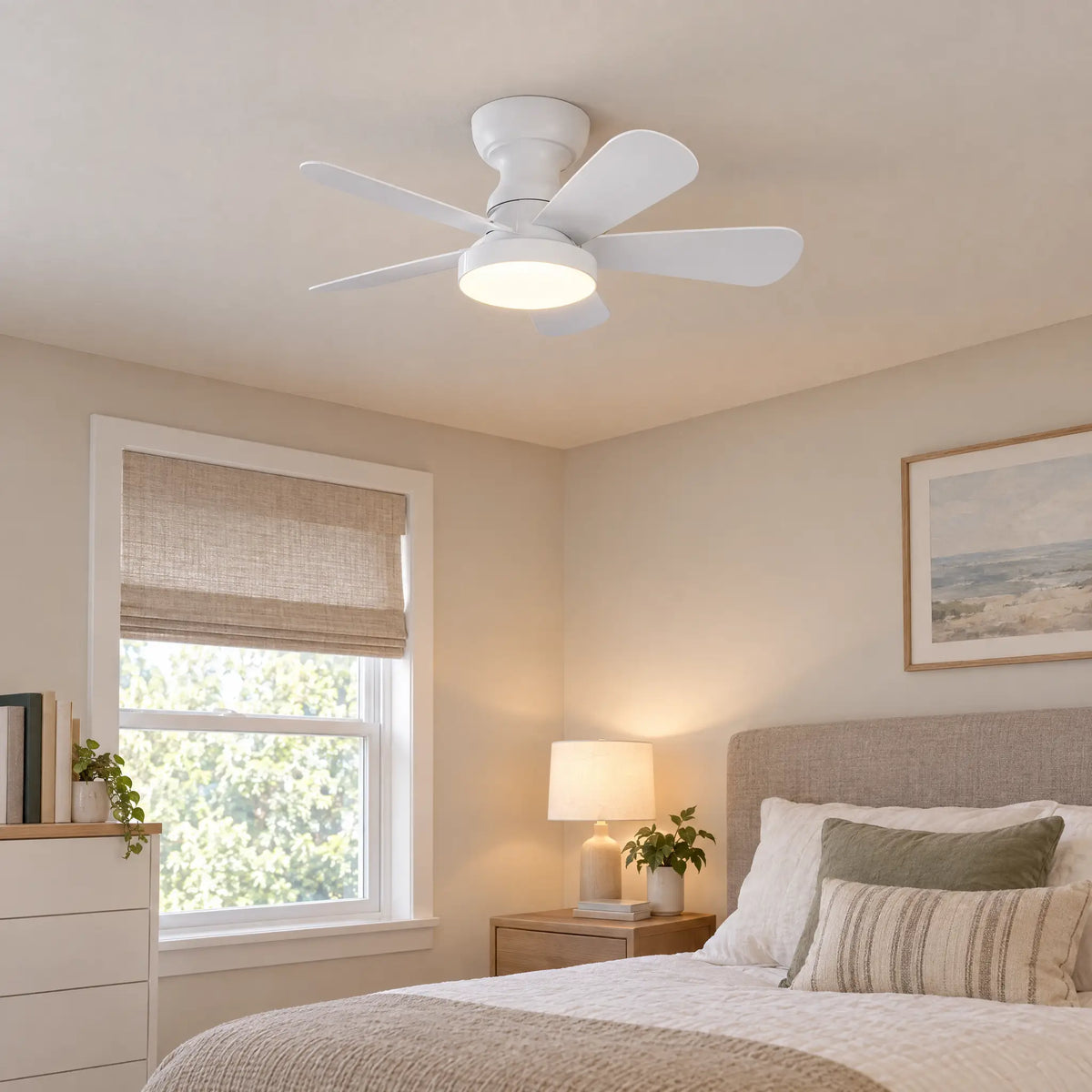 Ceiling Fans with Lights, 5 Blades, Remote, 28 in to 41.3 in - 28White