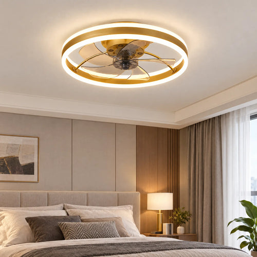 Ceiling Fans with Lights, Double Ring, 15.7 in & 19.7 in, Remote & App - RegGold19