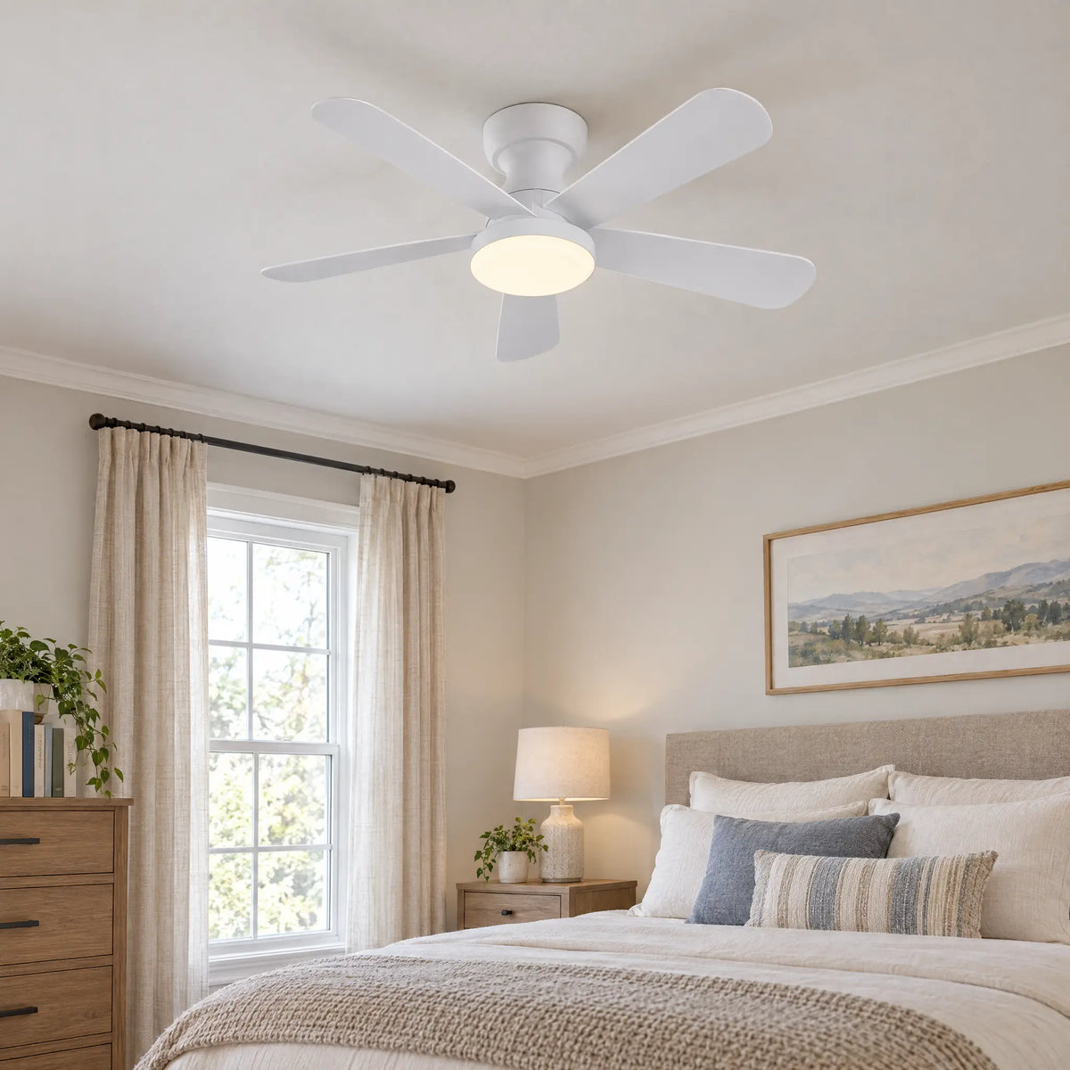 Ceiling Fans with Lights, 5 Blades, Remote, 28 in to 41.3 in - 33White